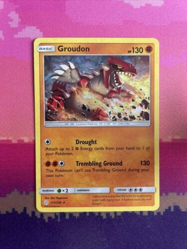 Pokemon Card Groudon Cosmic Eclipse Cracked Ice Holo Rare 113/236 Near Mint
