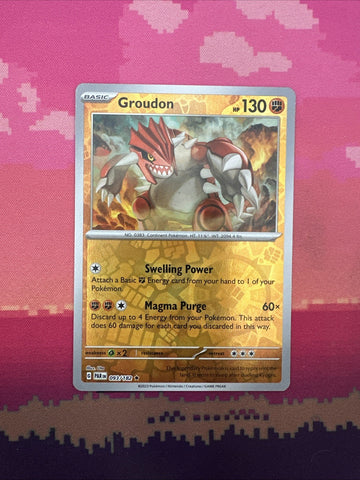 Pokemon Card Groudon Paradox Rift Reverse Holo Rare 093/182 Near Mint
