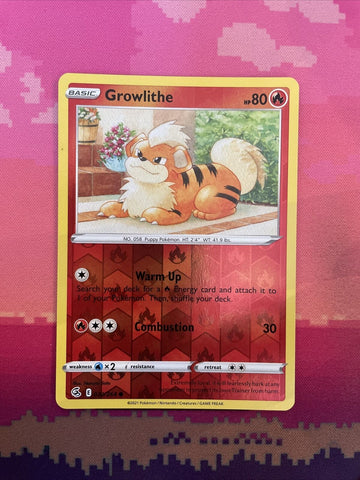Pokemon Card Growlithe Fusion Strike Reverse Holo 032/264 Near Mint