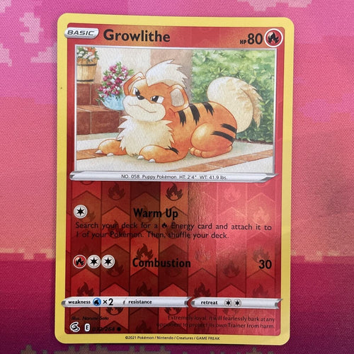 Pokemon Card Growlithe Fusion Strike Reverse Holo 032/264 Near Mint