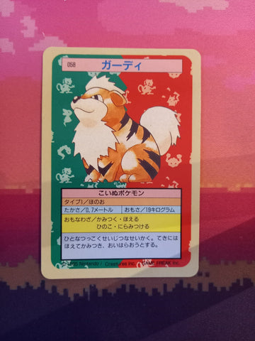 Pokemon Card Growlithe No. 058 Japanese Topsun Blue Back 1995
