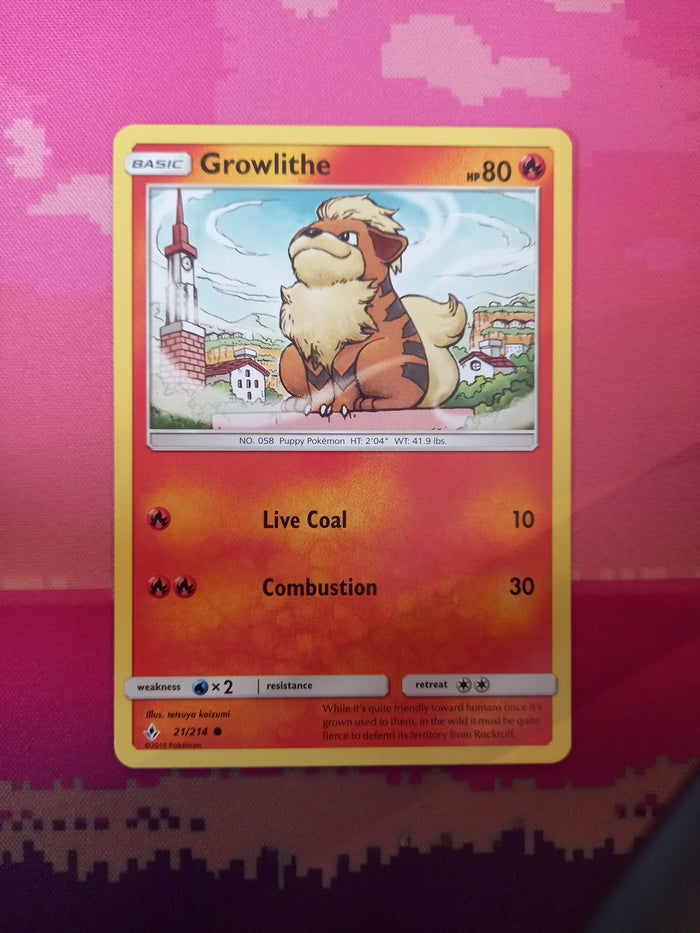Pokemon Card Growlithe Unbroken Bonds Common 21/214 Near Mint