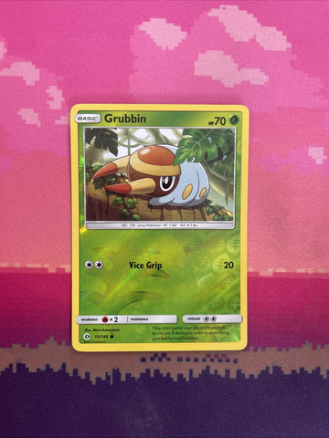 Pokemon Card Grubbin Sun & Moon Reverse Holo 13/149 Near Mint