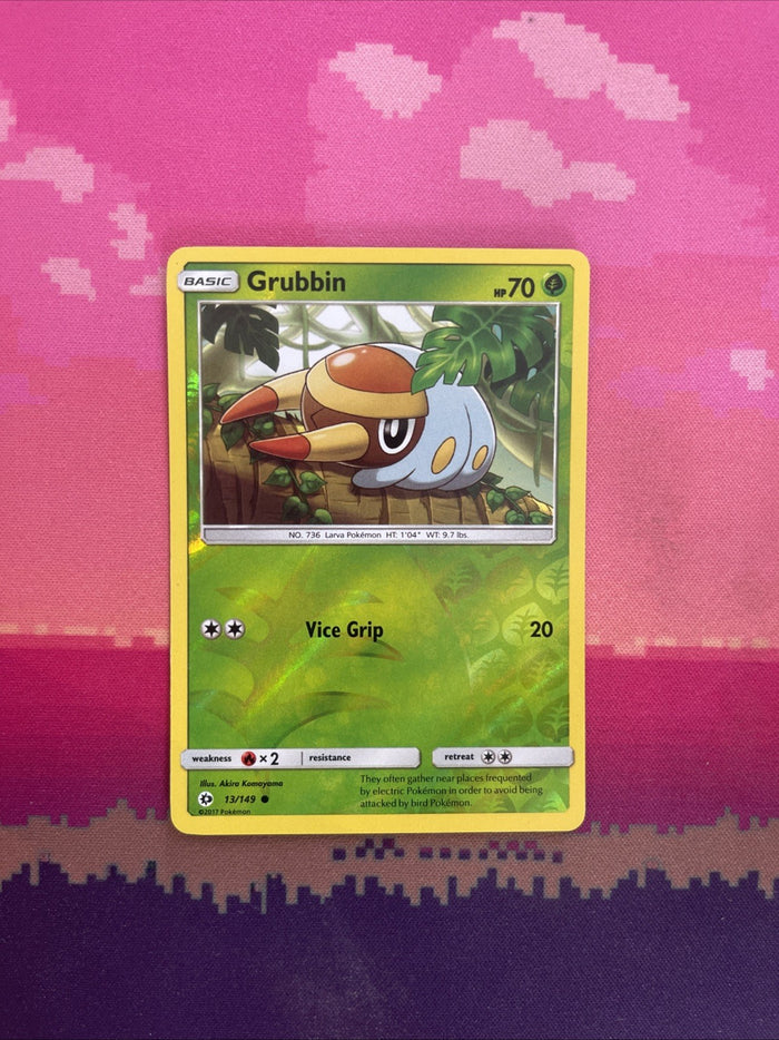 Pokemon Card Grubbin Sun & Moon Reverse Holo 13/149 Near Mint