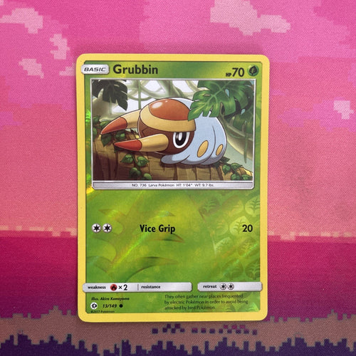 Pokemon Card Grubbin Sun & Moon Reverse Holo 13/149 Near Mint