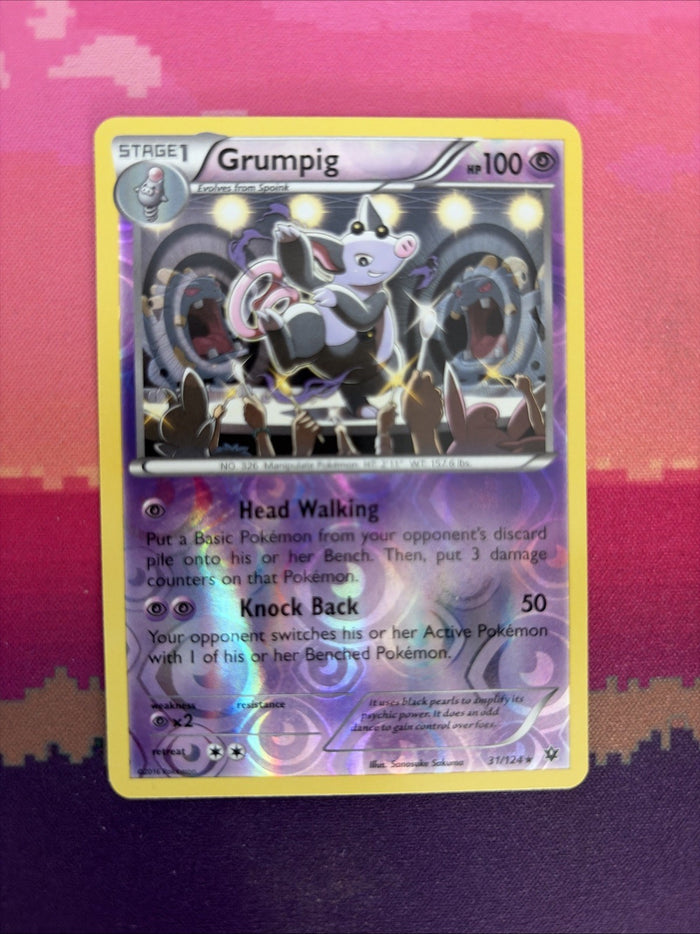 Pokemon Card Grumpig Fates Collide Reverse Holo Rare 31/124 Near Mint