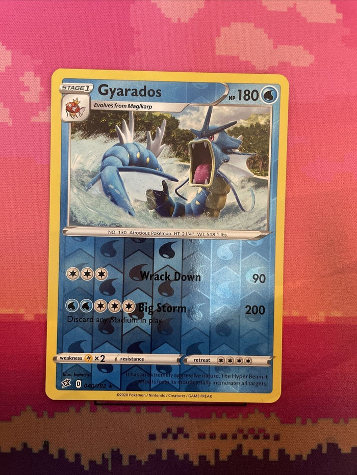 Pokemon Card Gyarados Rebel Clash Reverse Holo Rare 040/192 Near Mint