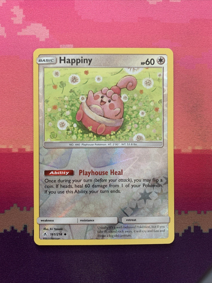 Pokemon Card Happiny Unbroken Bonds Reverse Holo 161/214 Near Mint