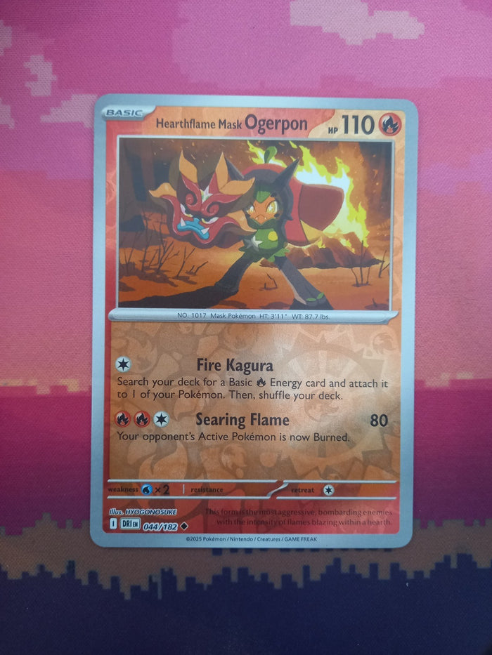 Pokemon Card Hearthflame Mask Ogerpon Destined Rivals Reverse Holo 044/182 NM