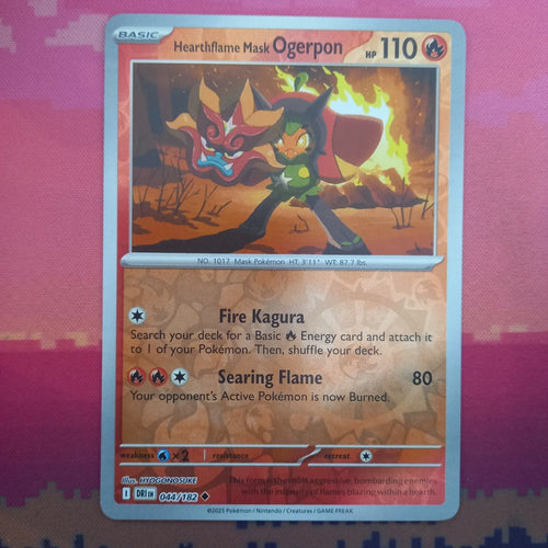 Pokemon Card Hearthflame Mask Ogerpon Destined Rivals Reverse Holo 044/182 NM