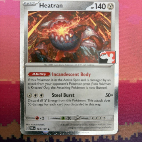 Pokemon Card Heatran Prize Pack Cosmo Holo Rare 123/167 Near Mint