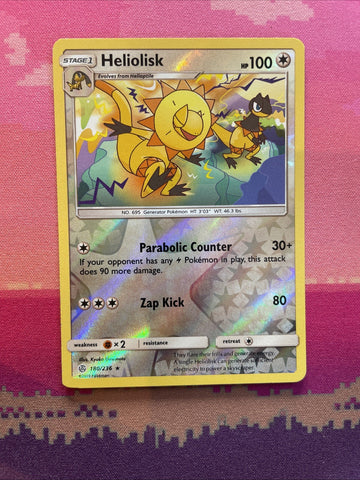 Pokemon Card Heliolisk Cosmic Eclipse Reverse Holo Rare 180/236 Near Mint
