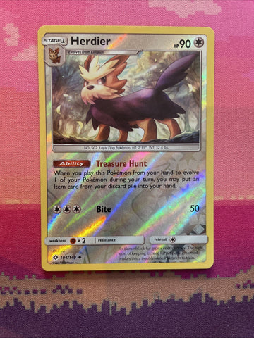 Pokemon Card Herdier Sun & Moon Reverse Holo 104/149 Near Mint