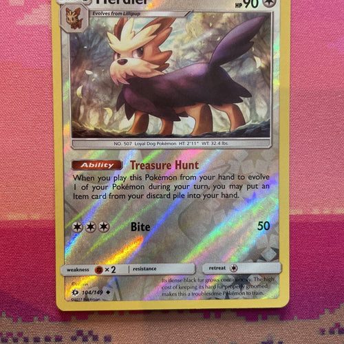 Pokemon Card Herdier Sun & Moon Reverse Holo 104/149 Near Mint