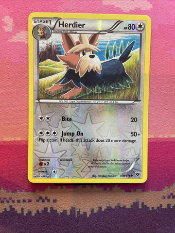 Pokemon Card Herdier XY Base Set Reverse Holo Uncommon 109/146 Near Mint