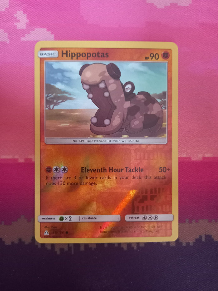 Pokemon card Hippopotas 68/156 Reverse Holo Ultra Prism Near Mint