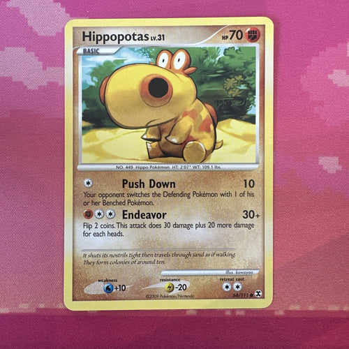 Pokemon Card Hippopotas Rising Rivals Common 64/111 Near Mint