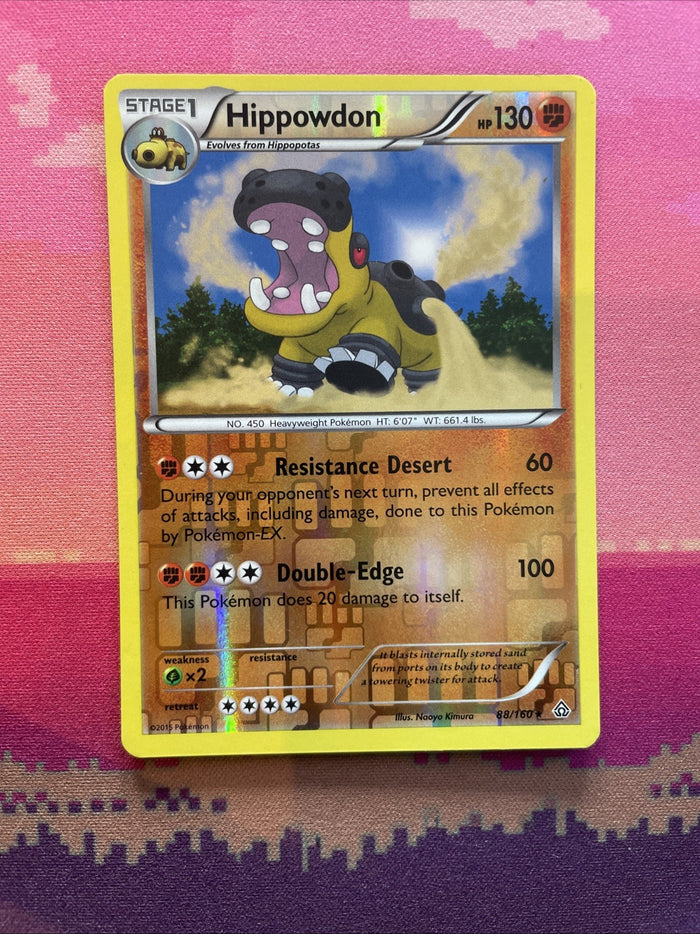 Pokemon Card Hippowdon Primal Clash Reverse Holo Rare 88/160 Near Mint