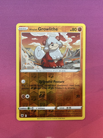 Pokemon Card Hisuan Growlithe Astral Radiance Reverse Holo 070/189 Near Mint