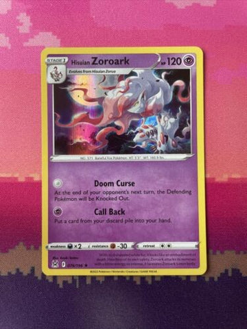 Pokemon Card Hisuan Zoroark Astral Radiance Holo Rare 076/196 Near Mint