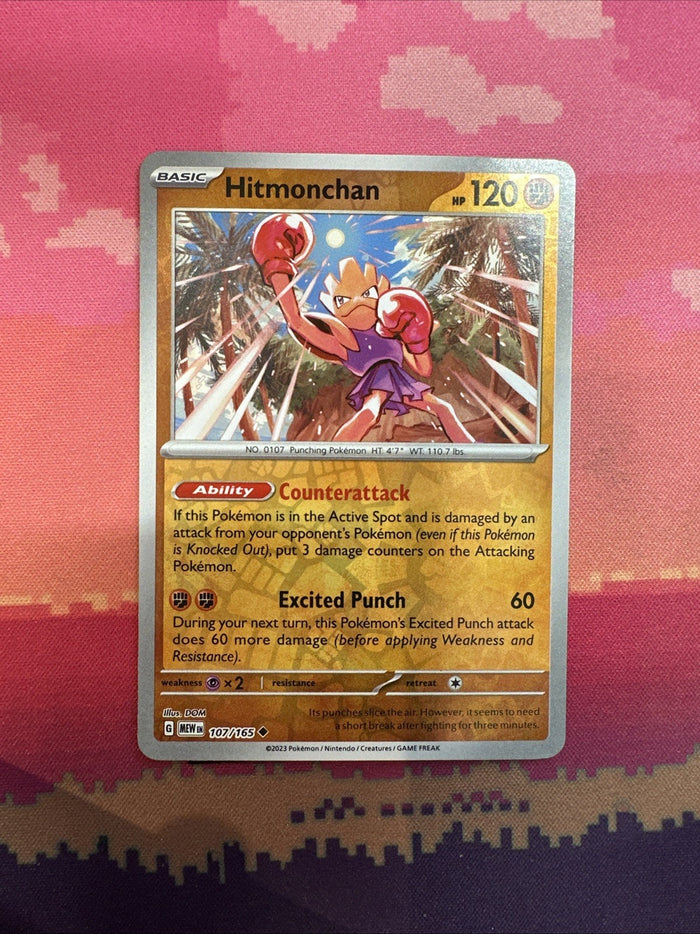 Pokemon Card Hitmonchan Scarlet & Violet 151 Reverse Holo 107/165 Near Mint