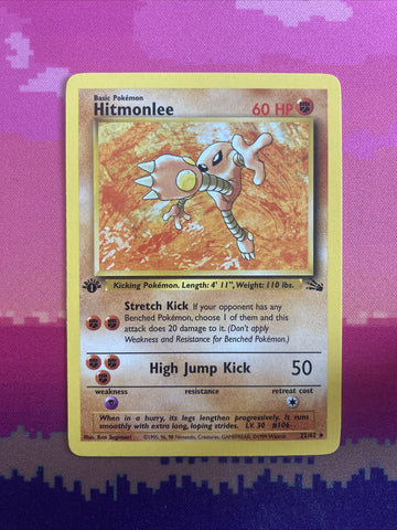 Pokemon Card Hitmonlee Fossil 1st Edition Rare 22/62 Near Mint