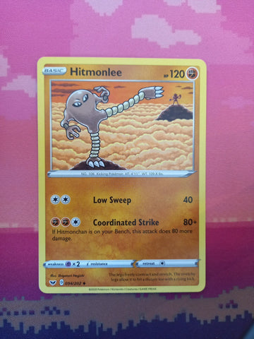 Pokemon Card Hitmonlee Sword & Shield Uncommon 094/202 Near Mint