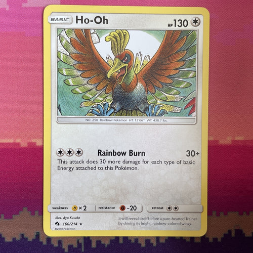Pokemon Card Ho-Oh Lost Thunder Rare 160/214 Near Mint