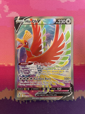 Pokemon Card Ho-Oh V 187/195 Ultra Rare Full Art Silver Tempest Near Mint