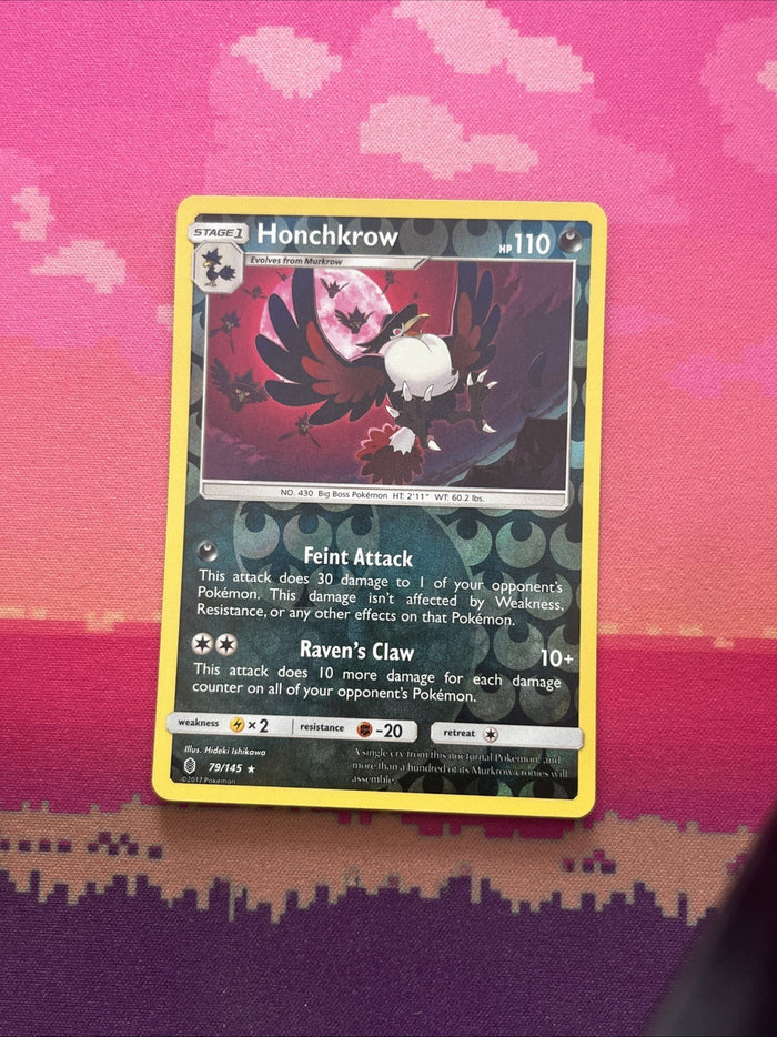 Pokemon Card Honchkrow Guardians Rising Reverse Holo Rare 79/145 Near Mint