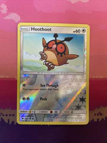 Pokemon Card Hoothoot Burning Shadows Reverse Holo Common 106/147 Near Mint