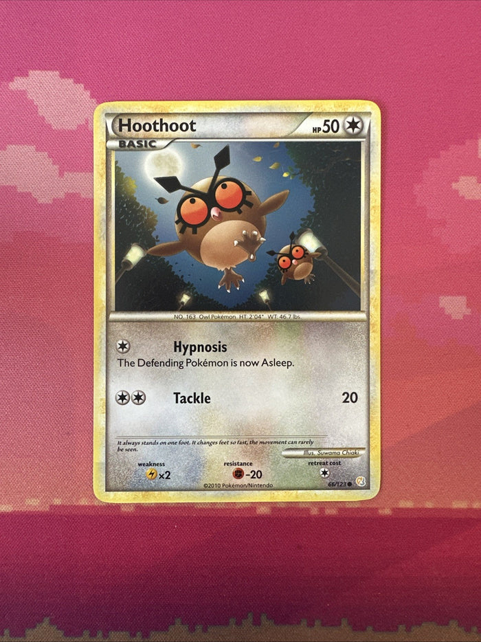 Pokemon Card Hoothoot HeartGold SoulSilver Common 66/123 Near Mint