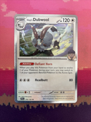 Pokemon Card Hop's Dubwool Journey Together Cosmo Holo Rare 136/159 Near Mint