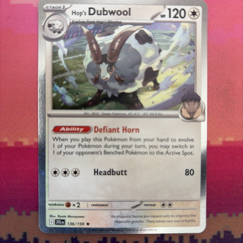 Pokemon Card Hop's Dubwool Journey Together Cosmo Holo Rare 136/159 Near Mint