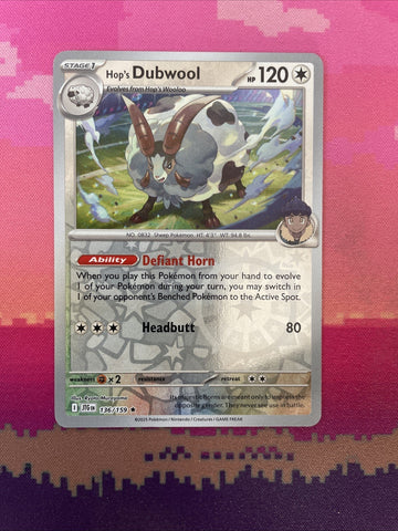 Pokemon Card Hop's Dubwool Journey Together Reverse Holo Rare 136/159 Near Mint
