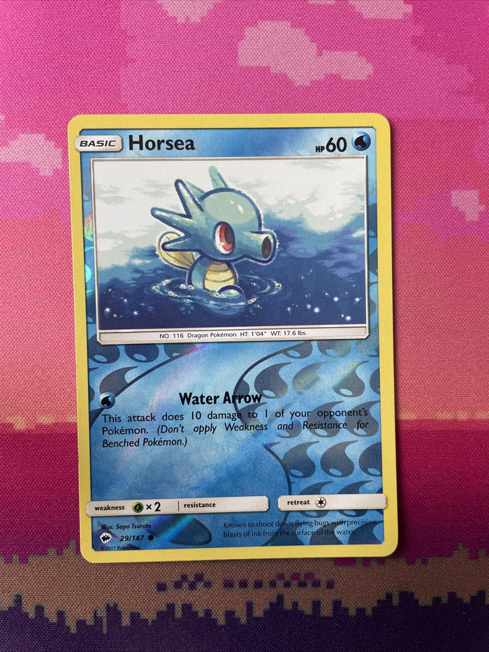 Pokemon Card Horsea Burning Shadows Reverse Holo 29/147 Near Mint