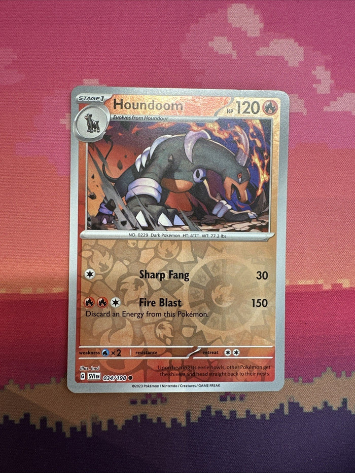 Pokemon Card Houndoom Scarlet & Violet Reverse Holo 034/198 Near Mint