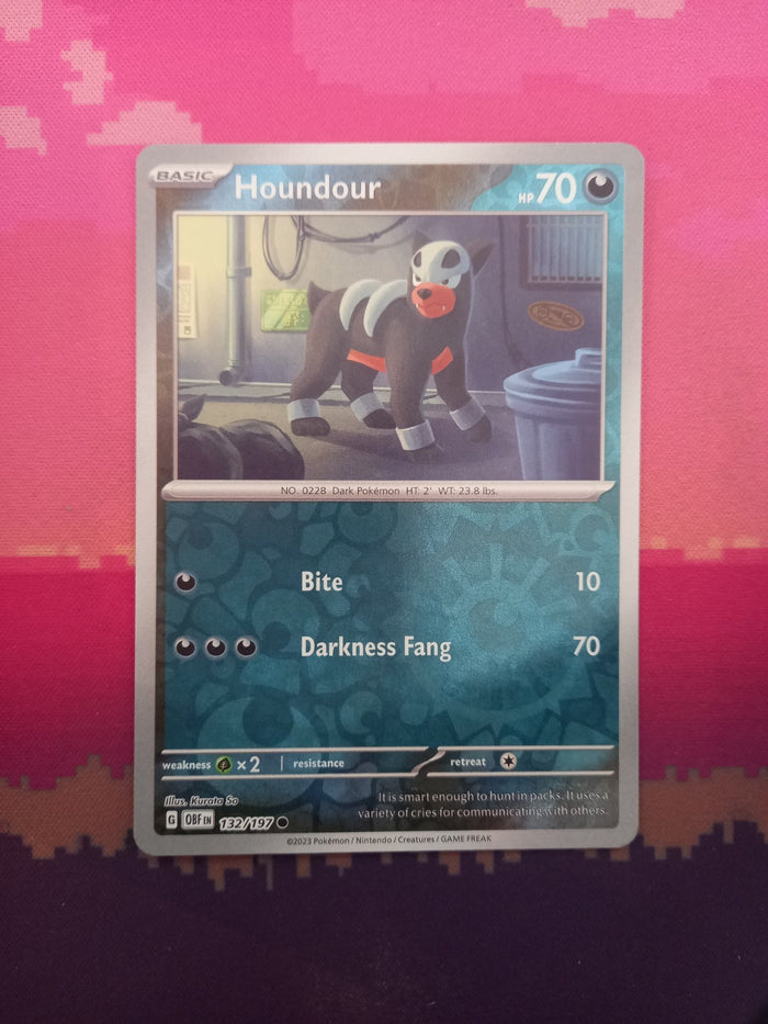 Pokemon Card Houndour Obsidian Flames Reverse Holo Common 132/197 Near Mint