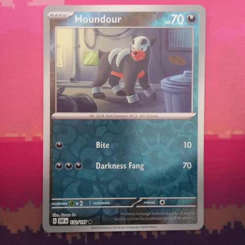 Pokemon Card Houndour Obsidian Flames Reverse Holo Common 132/197 Near Mint