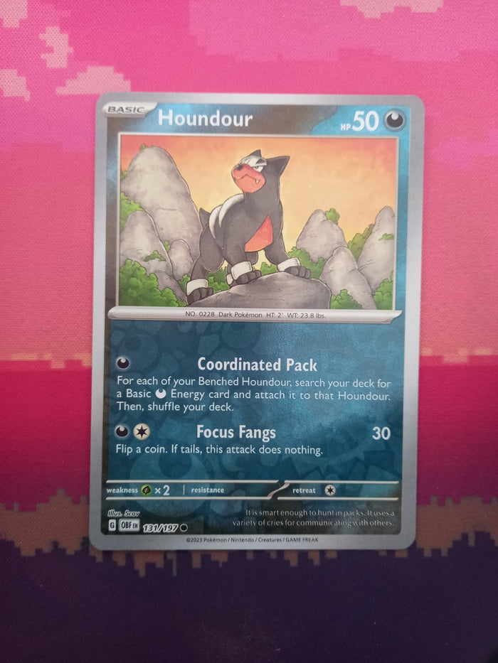 Pokemon Card Houndour Obsidian Flames Reverse Holo Common 131/197 Near Mint