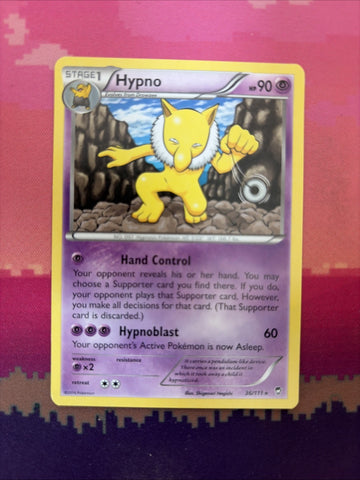 Pokemon Card Hypno Furious Fists Rare 36/111 Near Mint