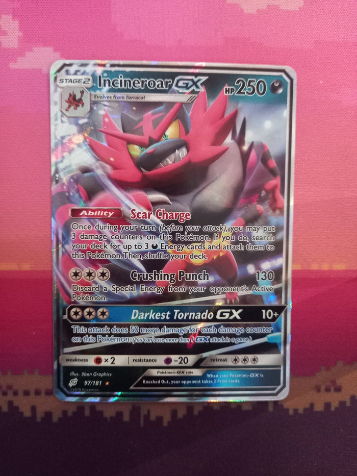 Pokemon Card Incineroar GX 97/181 Ultra Rare Team Up Near Mint