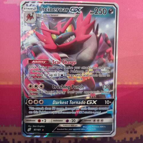 Pokemon Card Incineroar GX 97/181 Ultra Rare Team Up Near Mint