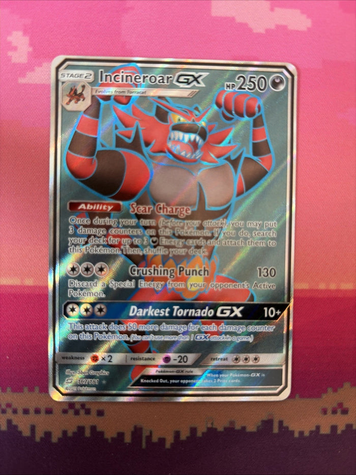 Pokemon Card Incineroar GX Team Up Ultra Rare 167/181 Near Mint