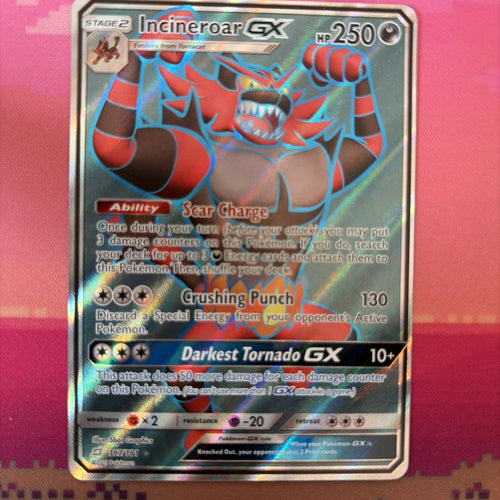 Pokemon Card Incineroar GX Team Up Ultra Rare 167/181 Near Mint