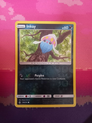 Pokemon card Inkay 118/214 Reverse Holo Unbroken Bonds Near Mint