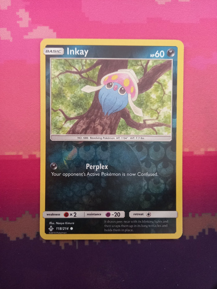 Pokemon Card Inkay Unbroken Bonds Reverse Holo Common 118/124 Near Mint