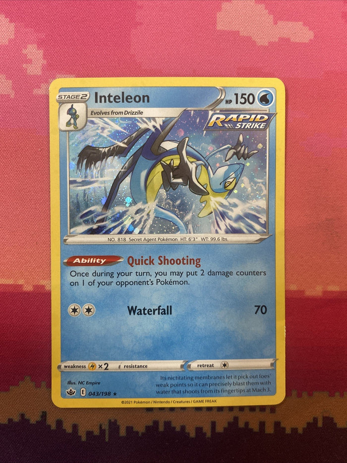 Pokemon Card Inteleon Chilling Reign Cosmo Holo Rare 043/198 Near Mint