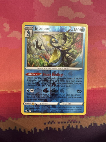 Pokemon Card Inteleon Sword & Shield Reverse Holo Rare 058/202 Near Mint