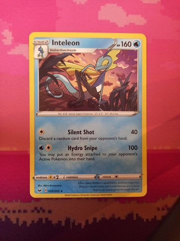Pokemon Card Inteleon Sword & Shield Rare 059/202 Near Mint
